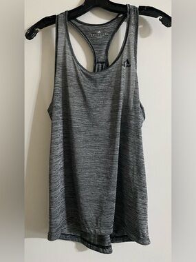 adidas Gray Striped Racerback Tank Top